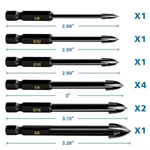 WEHER 10 Pcs Masonry Concrete Drill Bit Set Heavy-Duty Masonry Drill Bits for Concrete, Brick, Tile, Cement, Carbide Tip