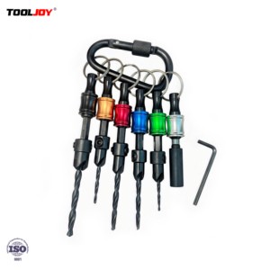 TOOLJOY Popular Keychain Countersink Drill Bit Set with Bit Holder, #4#6#8#10#12 Tapered Drill Bit for Woodworking