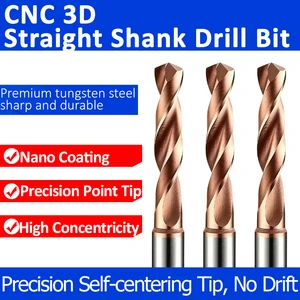 CNC 3D Solid Carbide Drill Bit Fixed Shank Twist Drill For Metal Stainless Steel Cast Iron