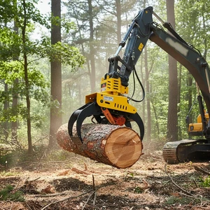 360° Rotating Excavator Hydraulic Tree Shear Grapple with Saw Log Grapple Cutting Chain Saws