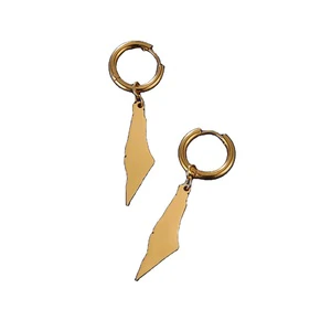 Manufacturer Stainless Steel Free Palestine Map Dangling Earrings Silver 18k Gold Rose Gold Plated Map Pendant Earrings