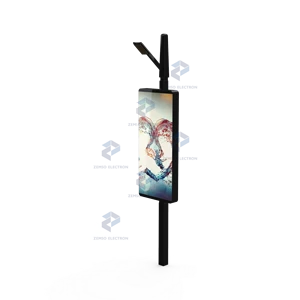 Outdoor Solar Full Color Lamp Post Digital Signage Street LED Light Pole Advertising Display