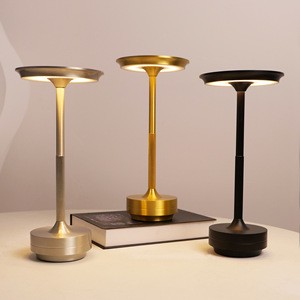 Modern Rechargeable LED Table Lamp Touch Sensor Night Light Reading Wireless Battery Dimmable Metal Shade Desktop Lamp Bedroom