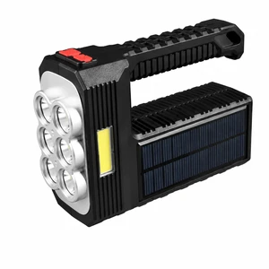 W5116-1 Solar Powered LED Searchlight USB Rechargeable Camping Lantern with COB Side Light IP54 Rated 6000K Daylight