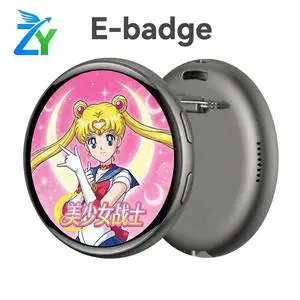 Innovative 1.85 Inch HD LCD Touchscreen Smart Electronic Badge Dynamic Video Photo Display Pin Badge Wearable Digital Outdoor