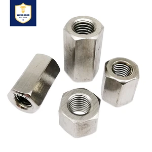 304 316 410 Stainless Steel Connection Thread Nut Threaded Bar Stud Hexagon Hex Standoff Extend Long Rod Coupling Nut