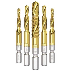 BEILI M2 HSS 3-in-1 Drill Tap Countersink Bit Hex Shank M3-M10 for Wood Steel Aluminum Copper Stainless Steel