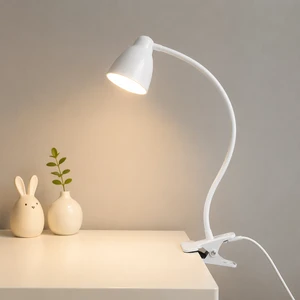 Clip On DC Powered Modern LED Reading Lamp 4100K Neutral White 10 Levels Brightness Flexible Gooseneck High CRI 90 Bedroom Use