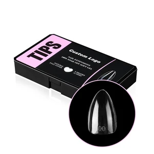 14 Sizes Brand Quality Patterned Nail Tips Custom Logo Private Label Short Almond Nail Tips With Box