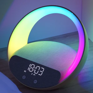 Musical Children's Night Light Wireless Charger Fast Charging 15W Dimmable RGB LED Bedside Lamp Clock Multifunction Charger