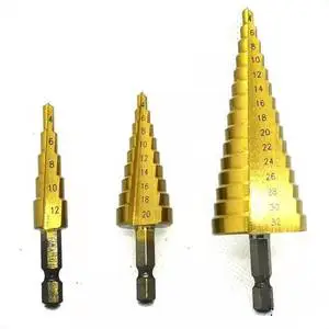 Multifunctional Titanium-plated High-speed Steel Spiral Stepped Drill Bit for Wood Drilling