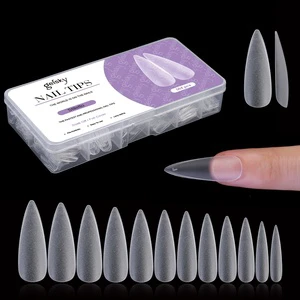 Gelsky French Tip Nails Matte Gel Tips Nails Stiletto Soft Gel Nail Tip