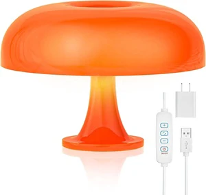 Decorative Restaurant Bedroom Rechargeable Cordless Switch Control Orange Mushroom LED Table Lamp Beside Light for Restaurant