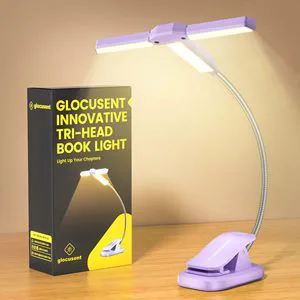 Hot Sale Usb Rechargeable Powerful 1000mAh Book Reading Lamp Tri Head Book Light