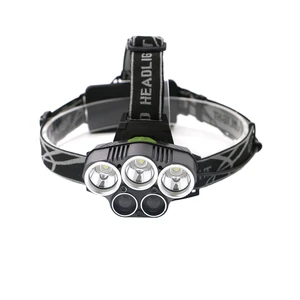 LED Headlamp 5 LED 2000 Lumen USB Rechargeable IP65 T6 18650 Flashlight for Fishing Camping Emergency Use