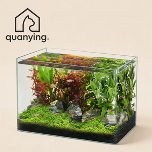 Ultra Clear Curved Front Aquarium Tank Desktop Glass Fish Habitat For Freshwater Marine Nano Display