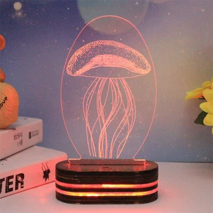 Creative Gifts Lovely Cat Bear 3D LED Night Light Valentine's Day Visual Stereo Lamp Bedside Table Lights