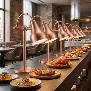 Restaurant Buffet Silver Food Insulation Lamp Infrared Heating Lamp Food Light Kitchen Buffet Food Warmer Lamp Commercial Use