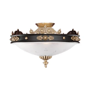 Contemporary 6-Bulb LED Flush Ceiling Light 40W Crystal Polished Leather Carved Acid Glass IP80 Ra80 AC 2-Year Warranty Modern