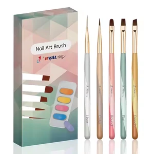 Multi-functional Professional 5Pcs Color Coded Lightweight Acrylic Handle Nail Art Brush Set for French Manicure UV Gel Painting