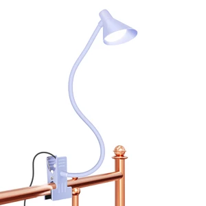 360 Degree Gooseneck LED Reading Light With 3 Color Options 10 Adjustable Brightness Modern DC Powered Clip Type Desk Lamp