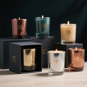 Luxury Empty Glass Candle Holders Lanterns Candle Jars clear Glass Candle Jar With Metal Lid