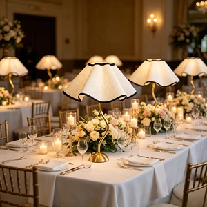 Luxury Hospitality Grade Cordless Lamp Iron with Fabric Lampshade for Fine Dining Wedding and Hotel Decor