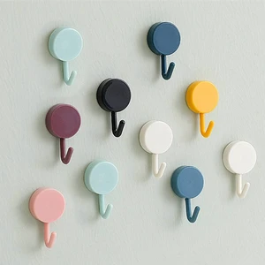 5*3cm Plastic Small Colorful Wall Adhesive Hook Hanger Hook Suction Cup Adhesive Wall Vacuum for Kitchen Bathroom Office