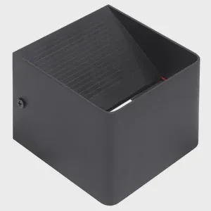 aplique de pared metlico 5.5w, diseo moderno en color negro, ideal para iluminar salas y pasillos.