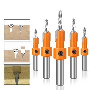 Wood Countersink Screw Drill Bit Set Drive Bit Adjustable Positioner Tapered Drill Bit With Countersink For Woodwork