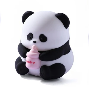 2024 Cartoon Flower Panda Night Light with Built-in Battery and Clap Switch-Gift for Birthdays & Holidays