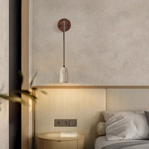 Modern Nordic Wabi Sabi Style LED Yellow Travertine Wall Lamp Bedroom Living Room Background