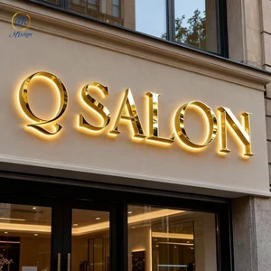 Waterproof Decor Advertising Indoor Office Hotel Signage Custom Logo Shop Storefront Sign Gold 3D LED Light Sign Board Outdoor