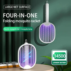 Factory 2-in-1 Mosquito Killer Swatter Electric Household Mosquito Trap Lamp Fly Swatter Paddle Insect Zapper Bedroom