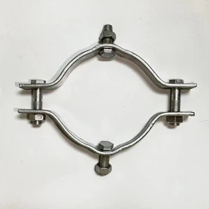Heavy Duty Steel Hot Dip Galvanized Pole Clamp For 80-120mm Pole M12 Hardware ISO9001 Certified Corrosion Resistant Outdoor