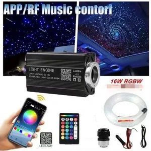 Meteor Twinkling Starry Sky Lights Aluminum LED Light Source Machine Fiber Optic Cable Set RGB Mobile App Sound-Controlled