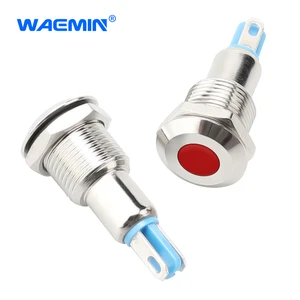 10mm Waterproof LED Indicator Light with Red LED Signal Lamp Metal Pilot Lamp