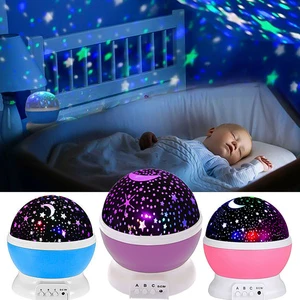 Starry Projector Lamp Children Bedroom Night LED Light Baby Lamp Decor Rotating Star Nursery Moon Projector Table Lamp