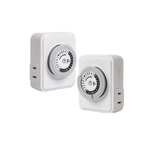 24-Hour Mechanical Indoor Outlet Lamp Timer Plug Socket Self-Test Polarized 2 Outlets Aquarium Electrical Grow Light 15A 125V