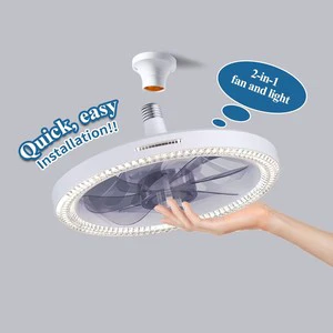 Cooling Electric Silence E27 Light Bulb Moving Head Smart Home Light 360 Rotating Emitting Remote Control Modern LED Ceiling Fan
