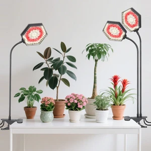 Liweida Full Spectrum 660nm Single Double Head Hexagon Clip Grow Light 3/9/12H Timer USB 5V 20W 40W Indoor Veg Bloom Growth Lamp