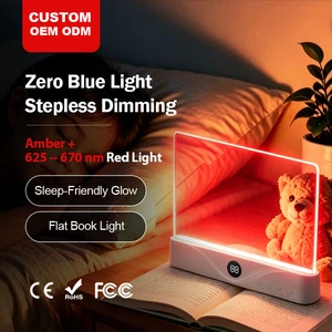 2026 New White LED Flat Reading Book Light Portable Bedside Lamp Rechargeable 670nm Red Night Light Dimmable Modern Minimalist