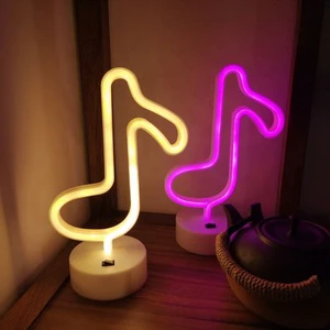 LED Neon Lights Music Note Symbol Figure Night Lights Concert Class Room Decor USB + Battery Box Powered Nightlight