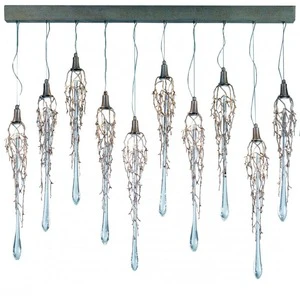Modern Light Luxury Glass Tree Branch Leaf Chandelier Living Room Staircase Lamp Villa Restaurant Art Home Decoration Chandelier