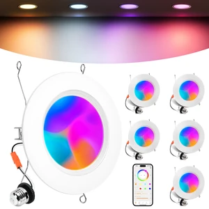 DUSKTEC Connection Ultra-Thin LED Recessed Ceiling Light 5 Inch 6 Inch RGB Led Down Lights Smart Downlights with E26