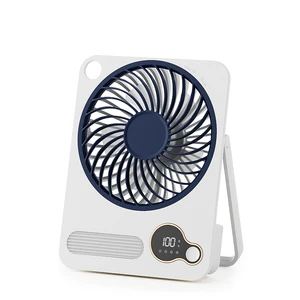 Wholesale Ultra-slim Portable Usb Rechargeable Handheld Fan Digital Display 3600mah Mini Table Desk Fan With Night Light Speaker