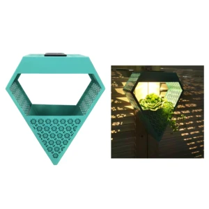 Hexagonal Shaped Hollow Metal Solar Lantern Outdoor Decorative Light