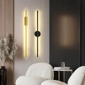 AB Modern Simple Living Room Bedroom Bedside Linear Wall Sconce Lamps up Down Background Opposite Luminous Black Led Wall Light