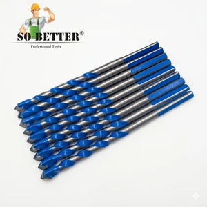 Factory Direct Carbide Tips Multi-purpose Twist Drill Bits Flat Tips 3-Flat Shank for Ceramic Tiles Concrete Glass Metal Wood