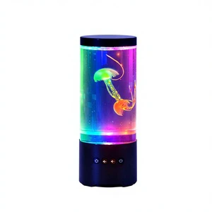 9 Inch Jellyfish Cylindrical Aquarium Lamp For Manual Control Music Atmosphere Light Minimalist Design Plastic Material